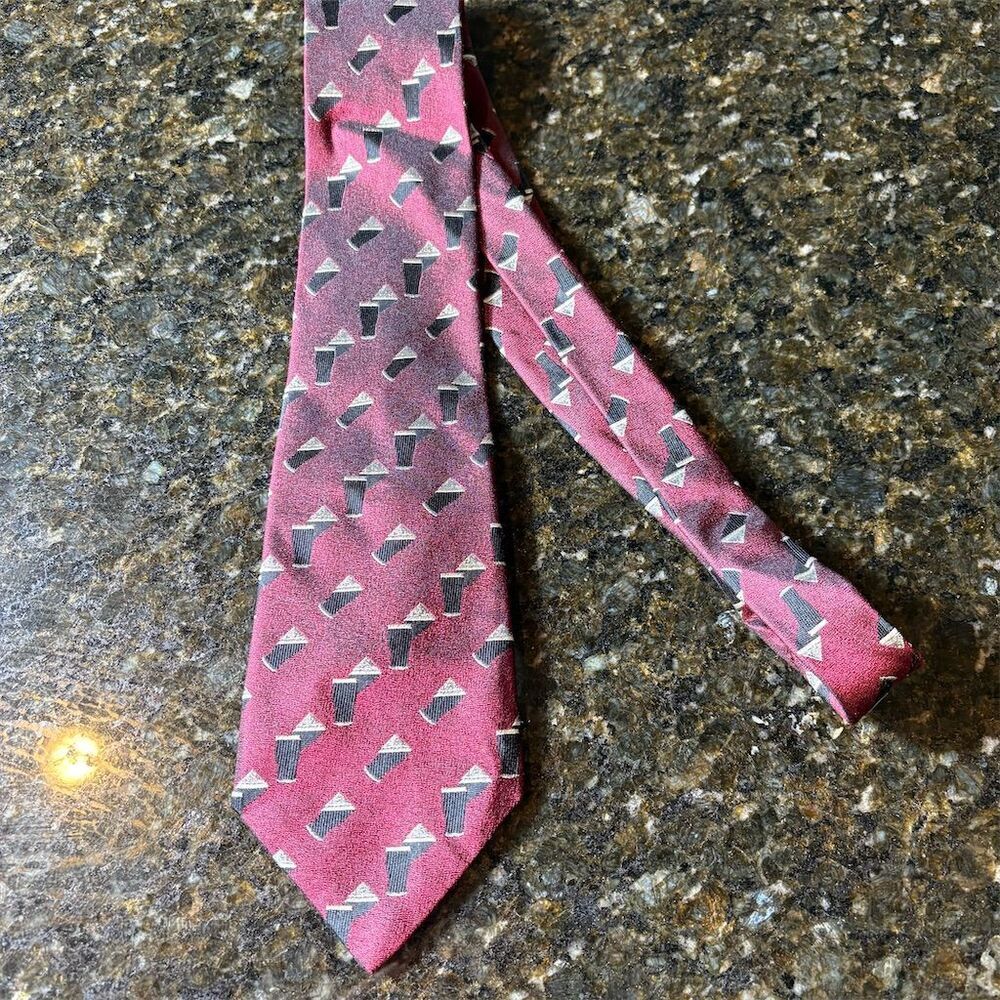 *3/$15 Patrick Francis Men's Silk Tie Multicolor Geometric Pattern